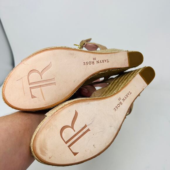 Taryn Rose Espadrille Rope Wedge Sandals Open Toe Champagne - 8 - Picture 6 of 7